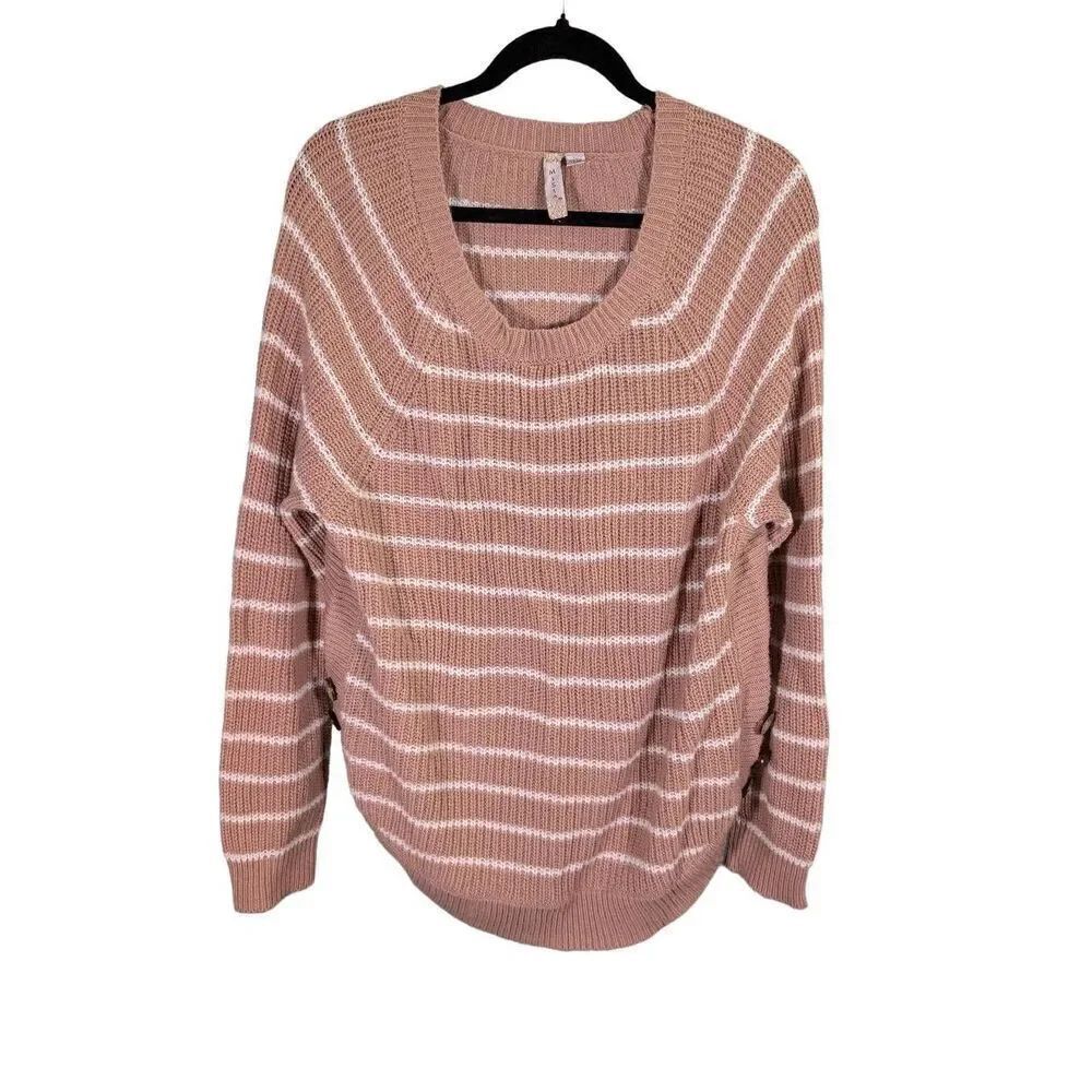 Misia Taupe/Pink Luxe Orange Striped Knitted Sweater Women's Large